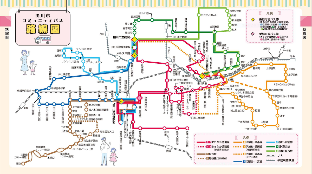 田川市コミュニティバス路線図